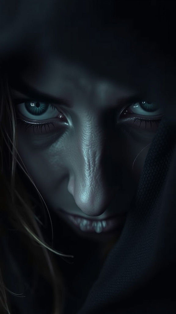 Icy Black Witch Eyes in Hyper-Realistic Detail