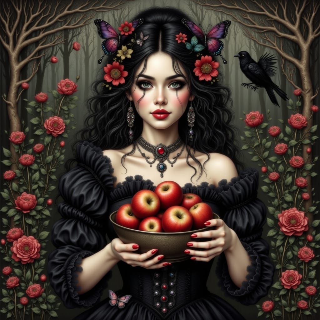 Elegant English Gothic Beauty in a Mysterious Nighttime Gard...