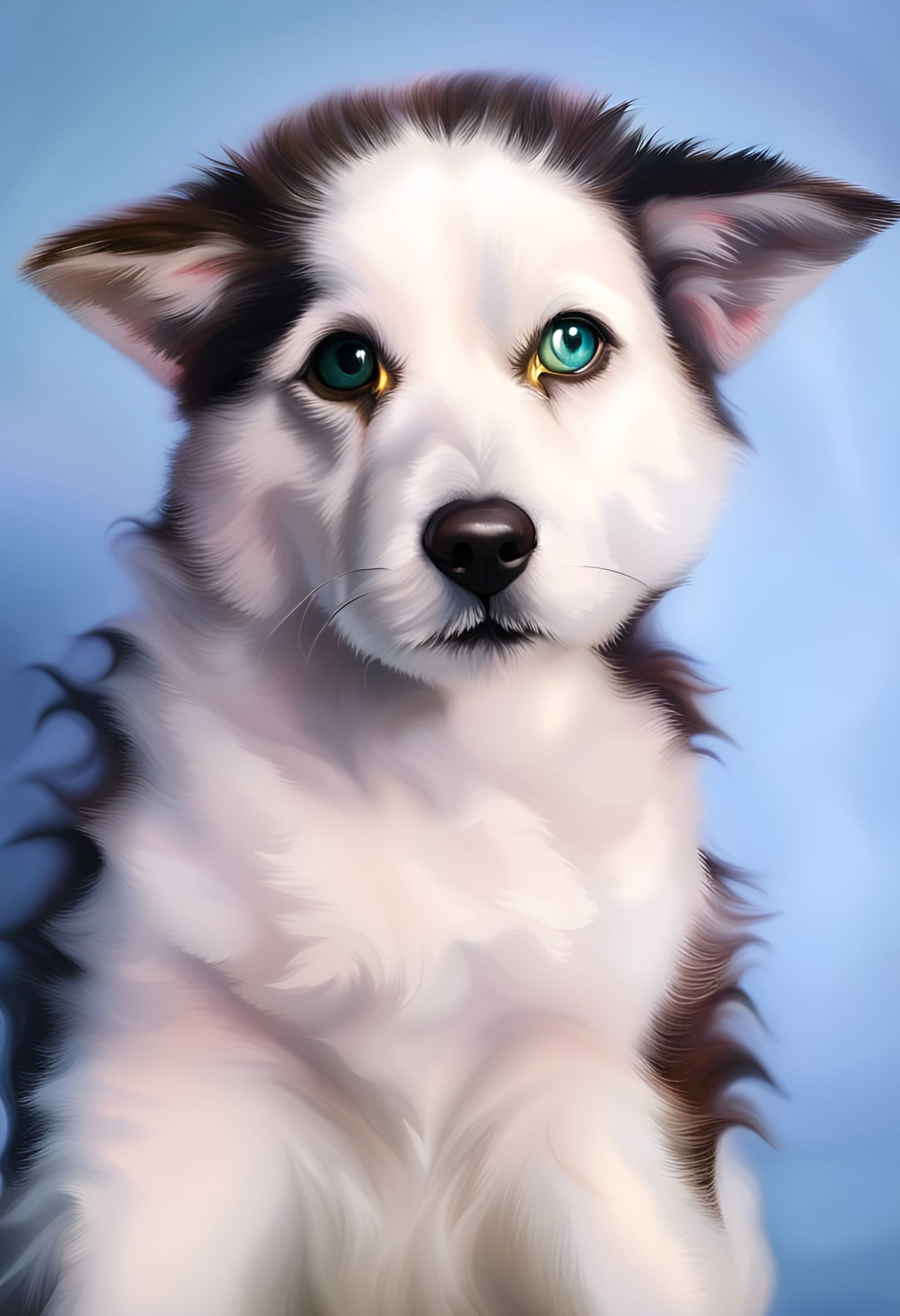 Hyperrealistic Husky Puppy with Neon Lights