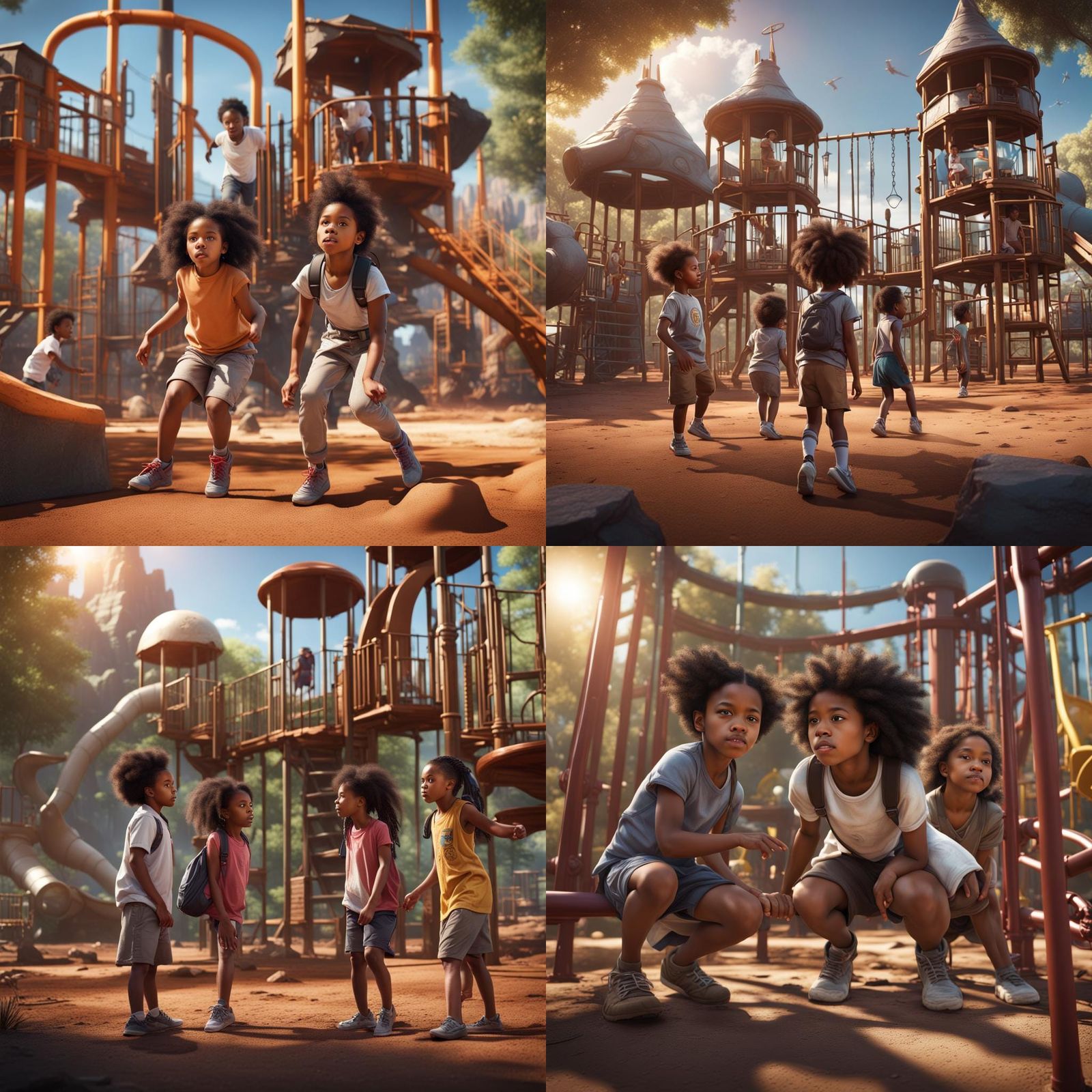Children Discovering Nature: Detailed Matte Painting