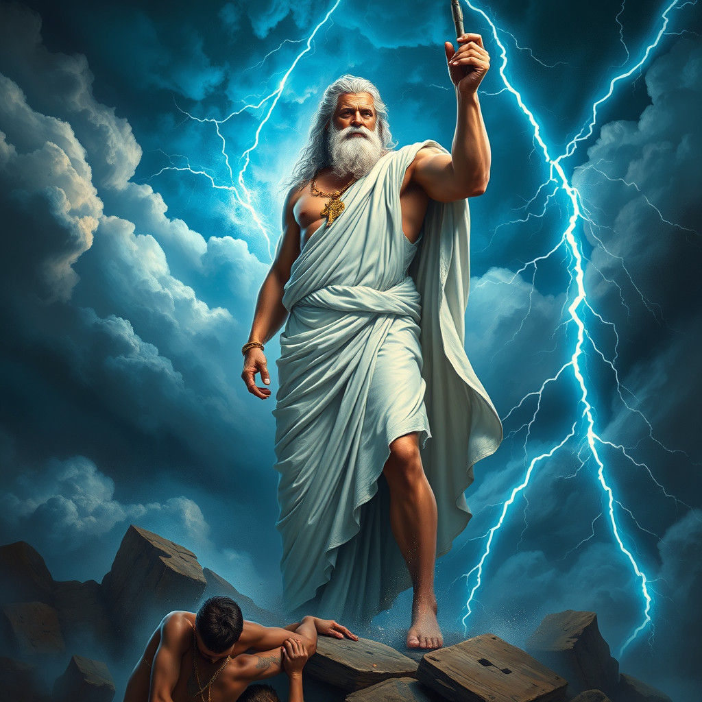 Zeus Hurls Lightning Bolts in Dramatic Sky
