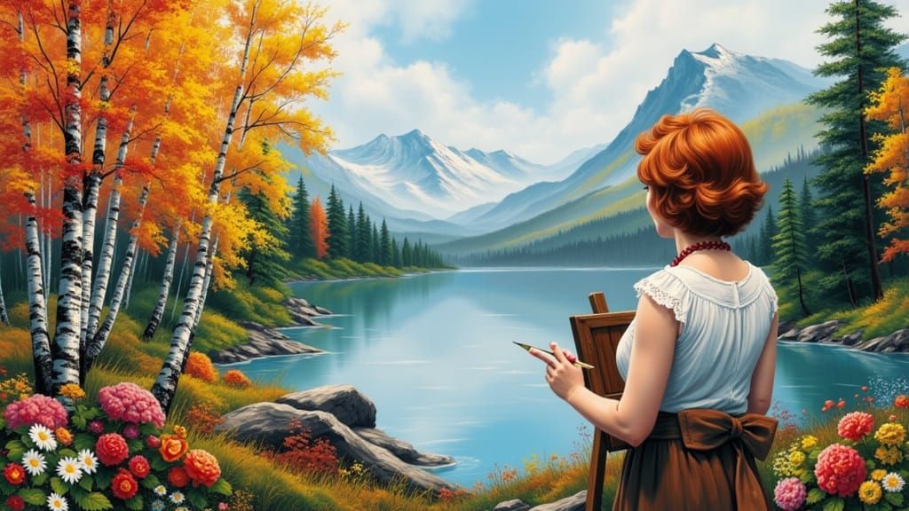 Artist Paints Lakeside Landscape in Hyper Realistic Style