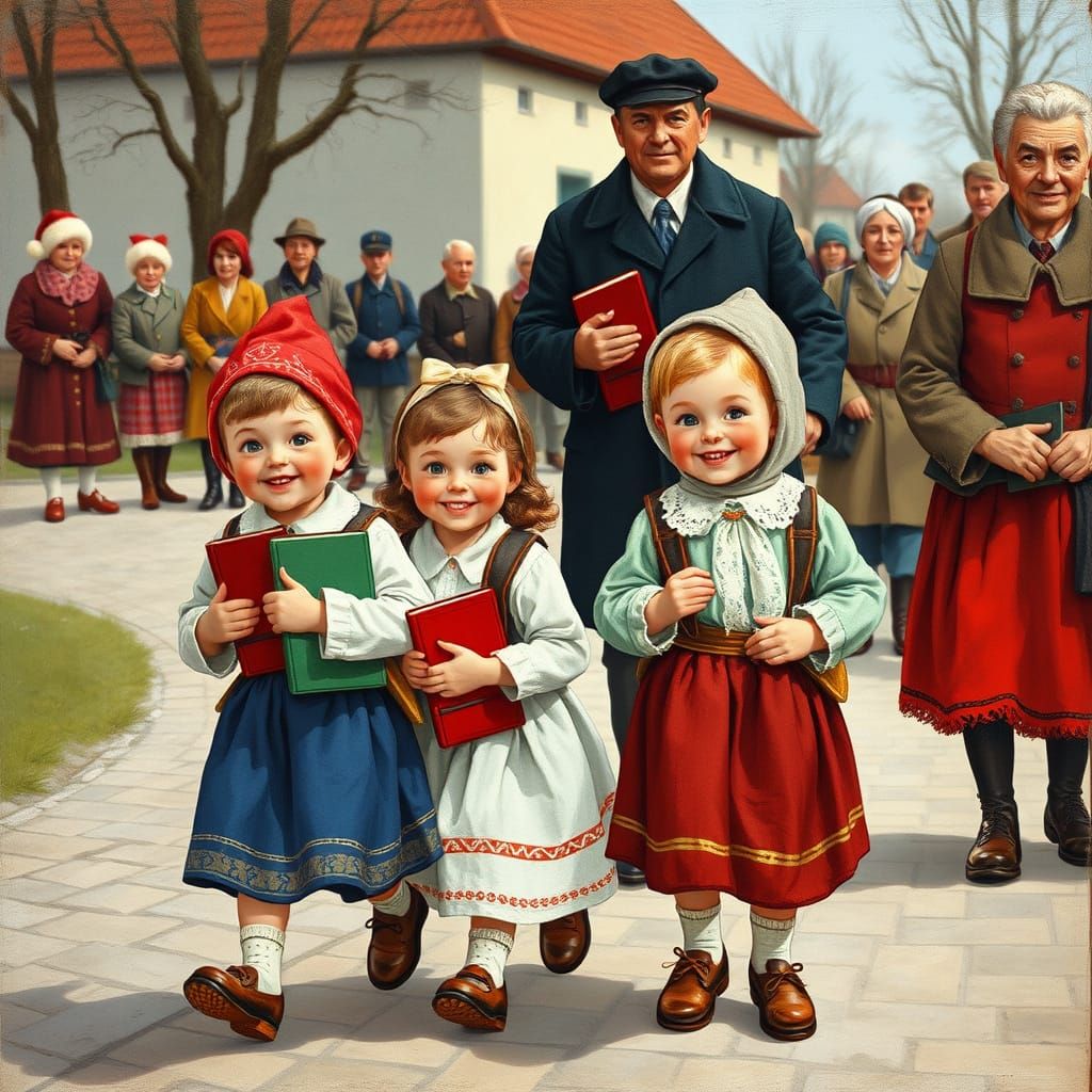 The entire village sees them off