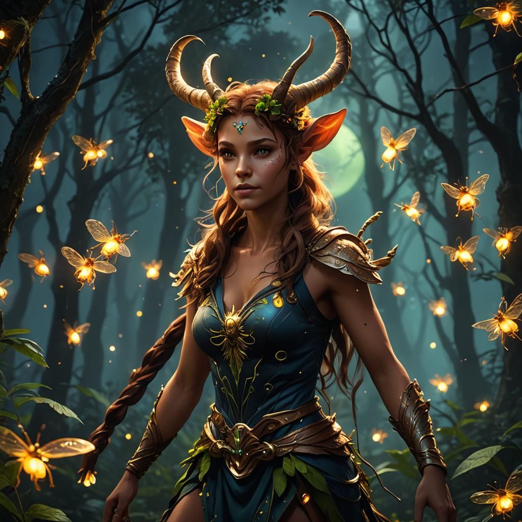 Glowing Female Faun in Moonlight: Fantasy Concept Art