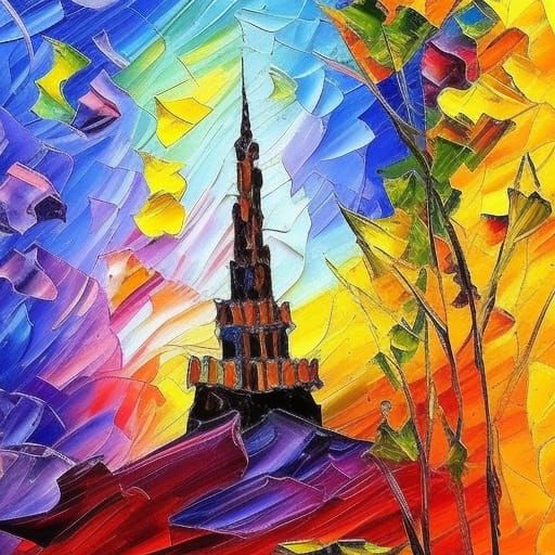 Colorful Gothic Oil Painting in Expressionist Style