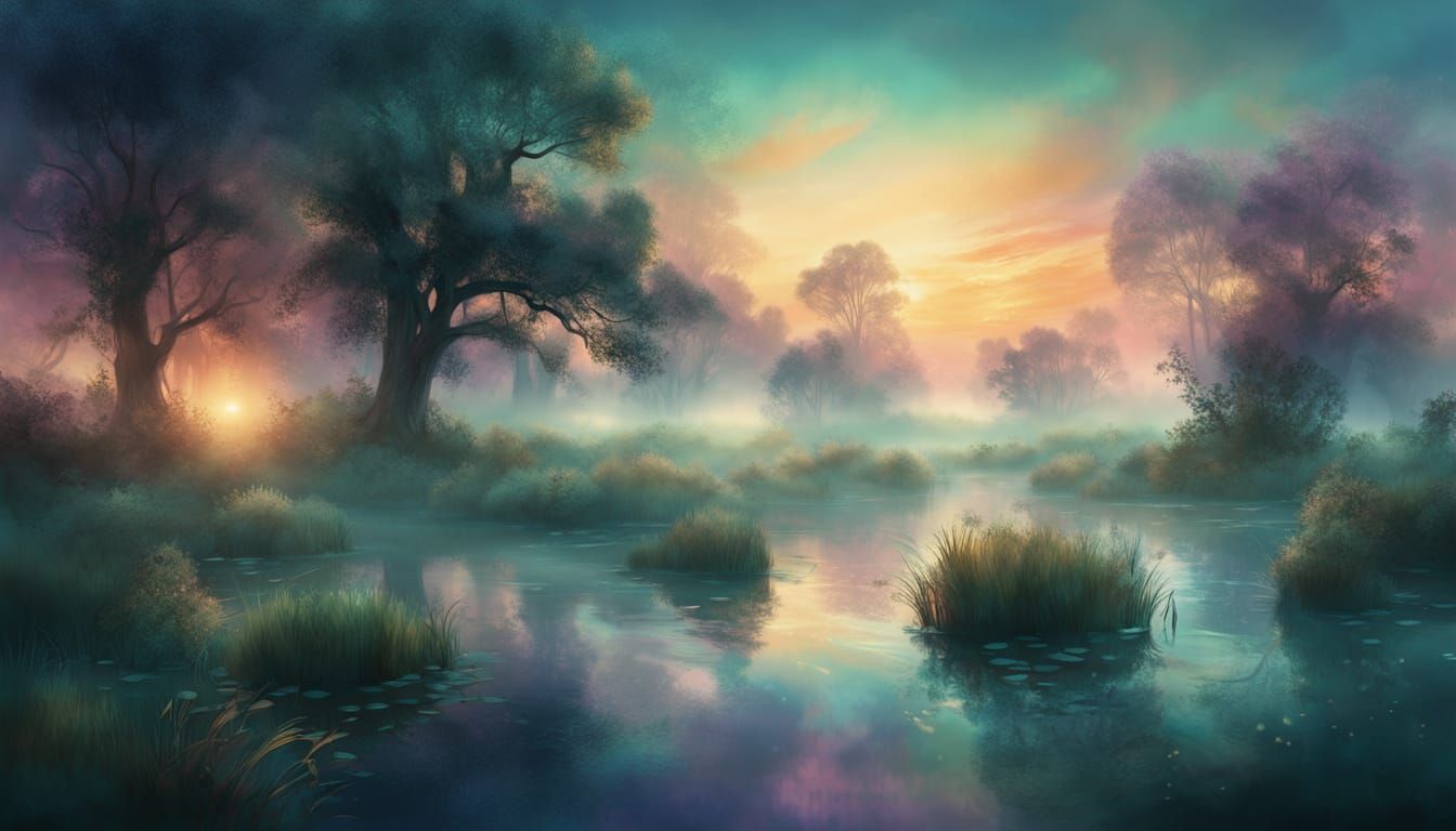 Ethereal Twilight Pond in Soft Focus