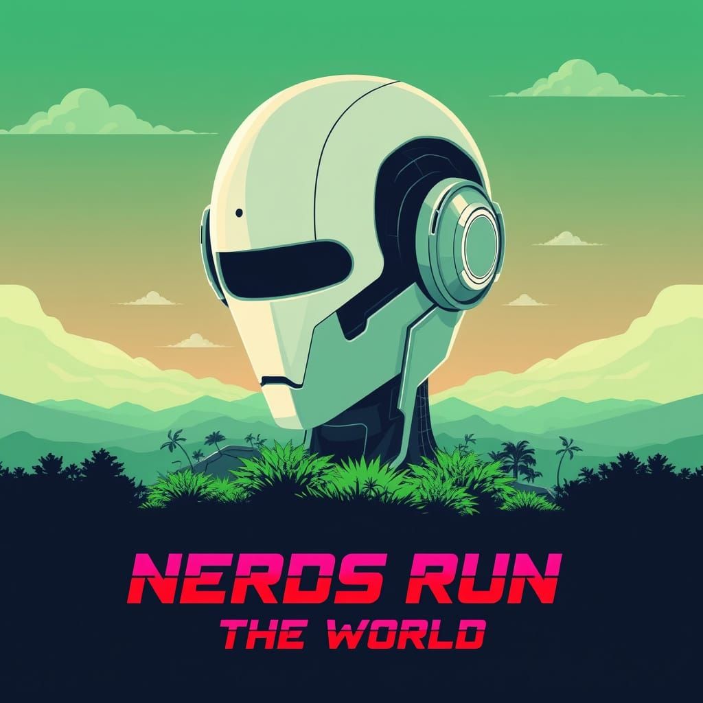 Cyberpunk Robot Head on a Reborn Earth in Syd Mead Style