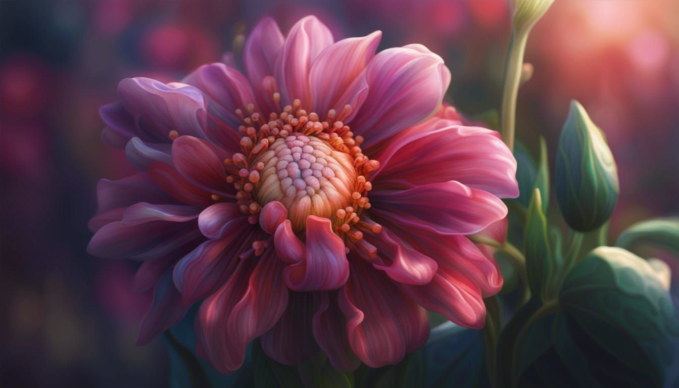 Hyperrealistic Intelligent Alien Flowers in a Colorful World