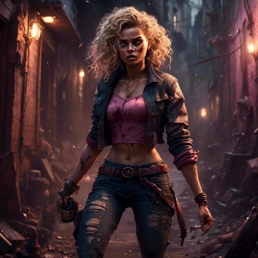 Furious Woman Wielding a Broken Bottle