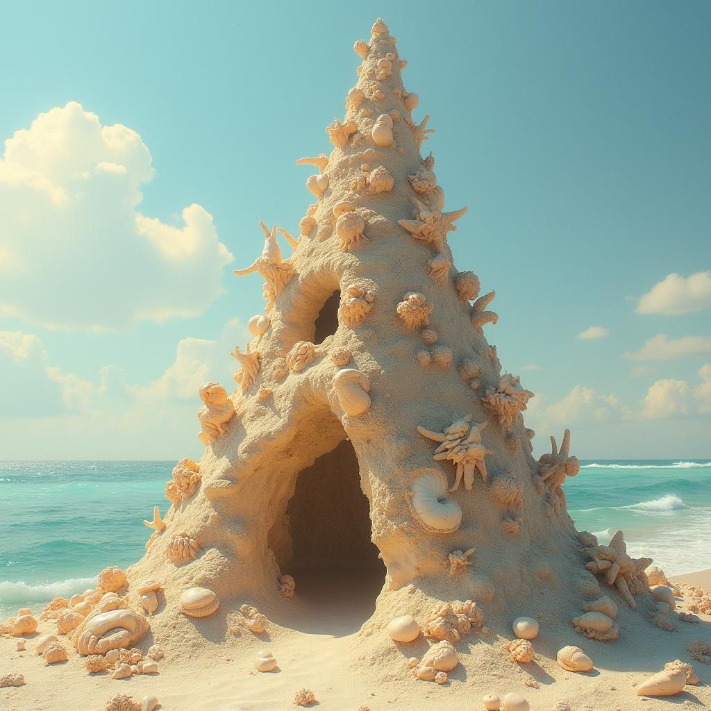 Detailed Sandcastle on the Beach as Matte Painting