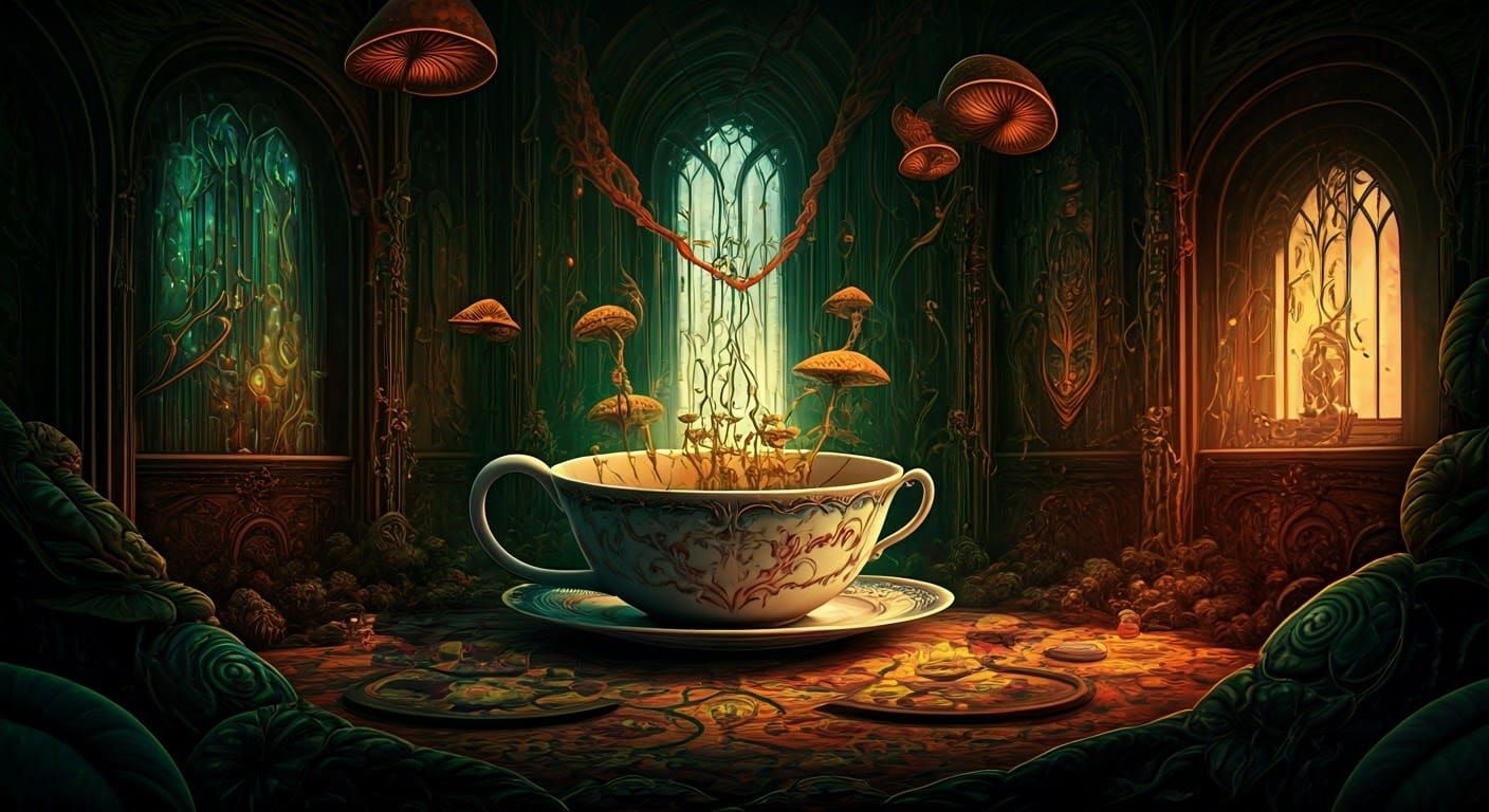 Psychedelic Mad Hatter Tea Party Dreamscape