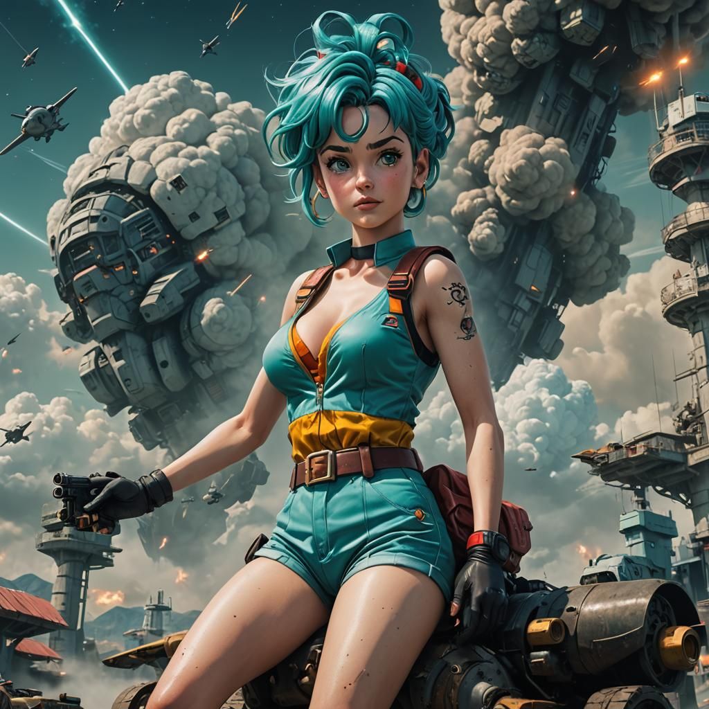 Bulma as Detailed Pinup Digital Painting