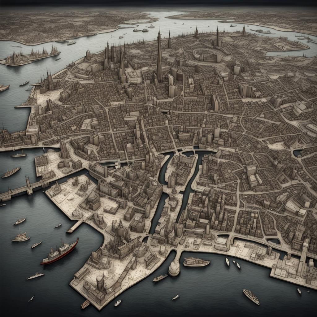 Lowry City Map in Piri Reis Style