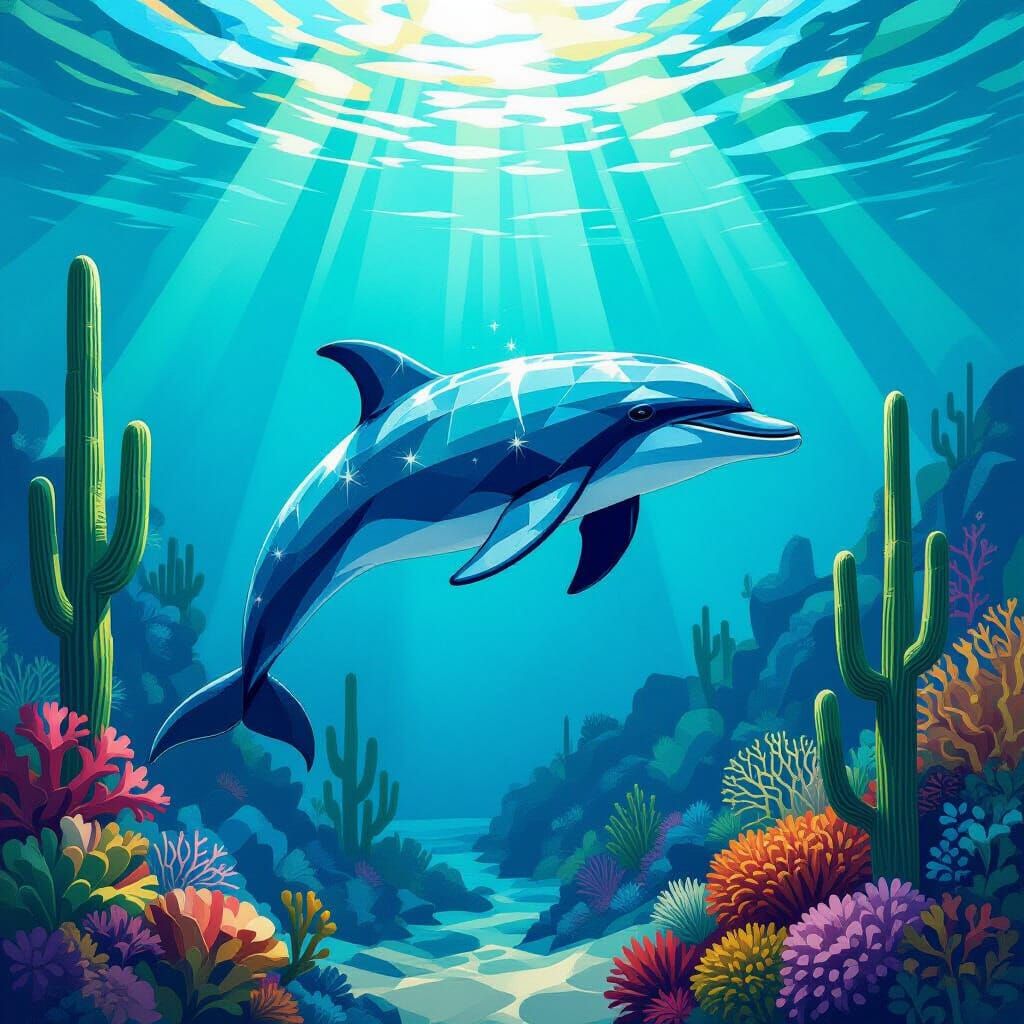 Saharafin in Underwater Oasis: A Cubist Vision