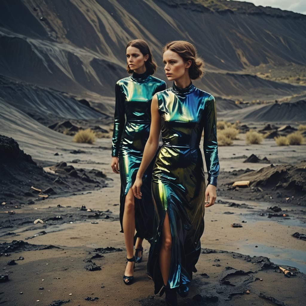 Dramatic Oil Slick Dresses in Cinematic Style