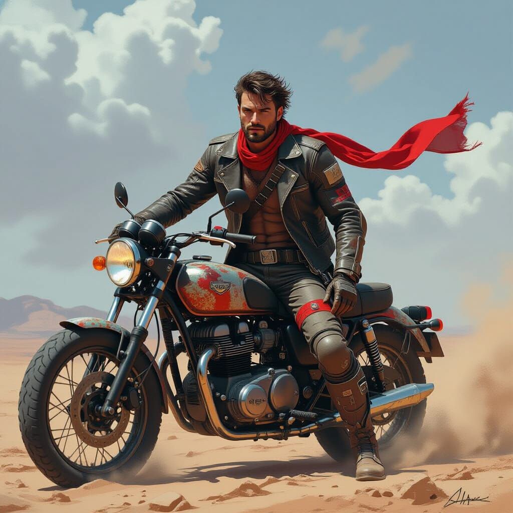 Dust-Streaked Racer in Gritty, Atmospheric Style