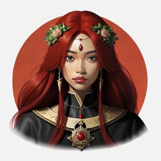 Beautiful Rose Priestess with Red Hair