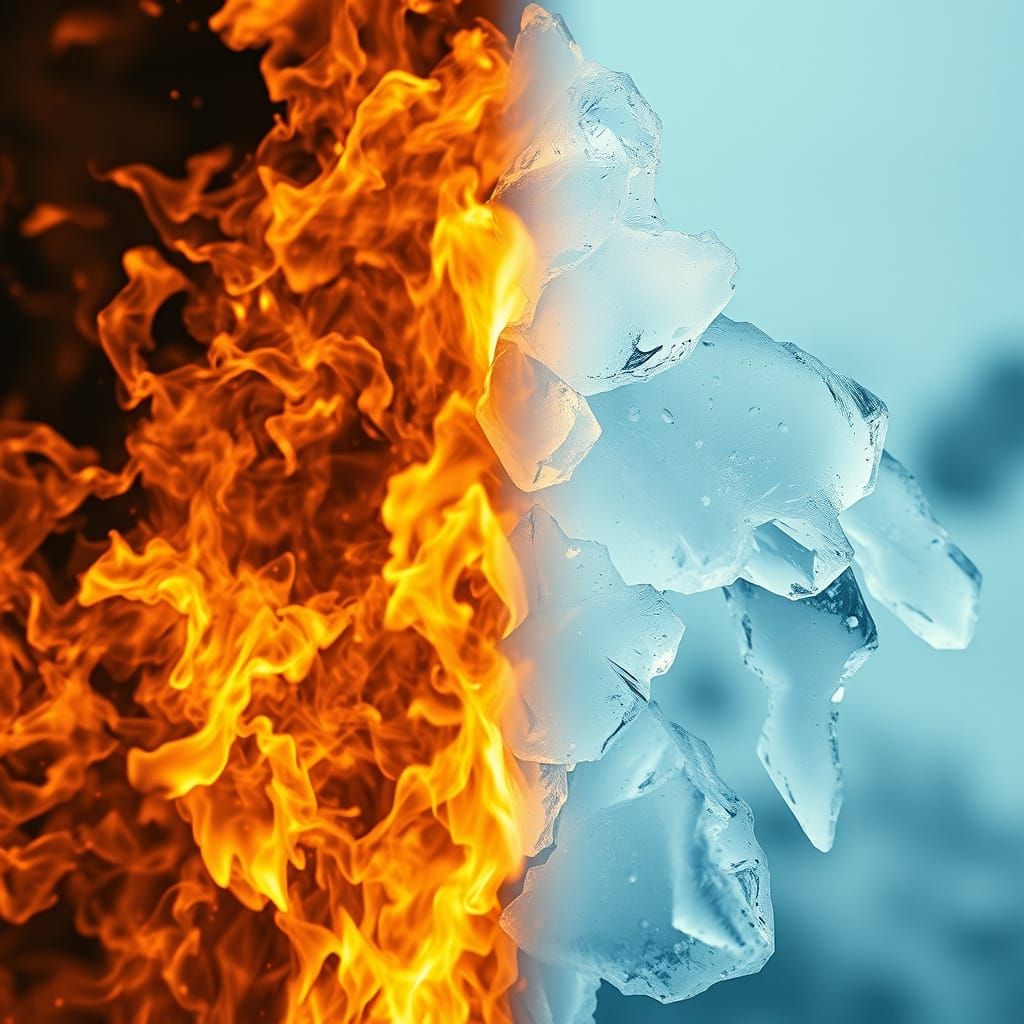 Fire and Ice Split Composition: Cinematic Contrast