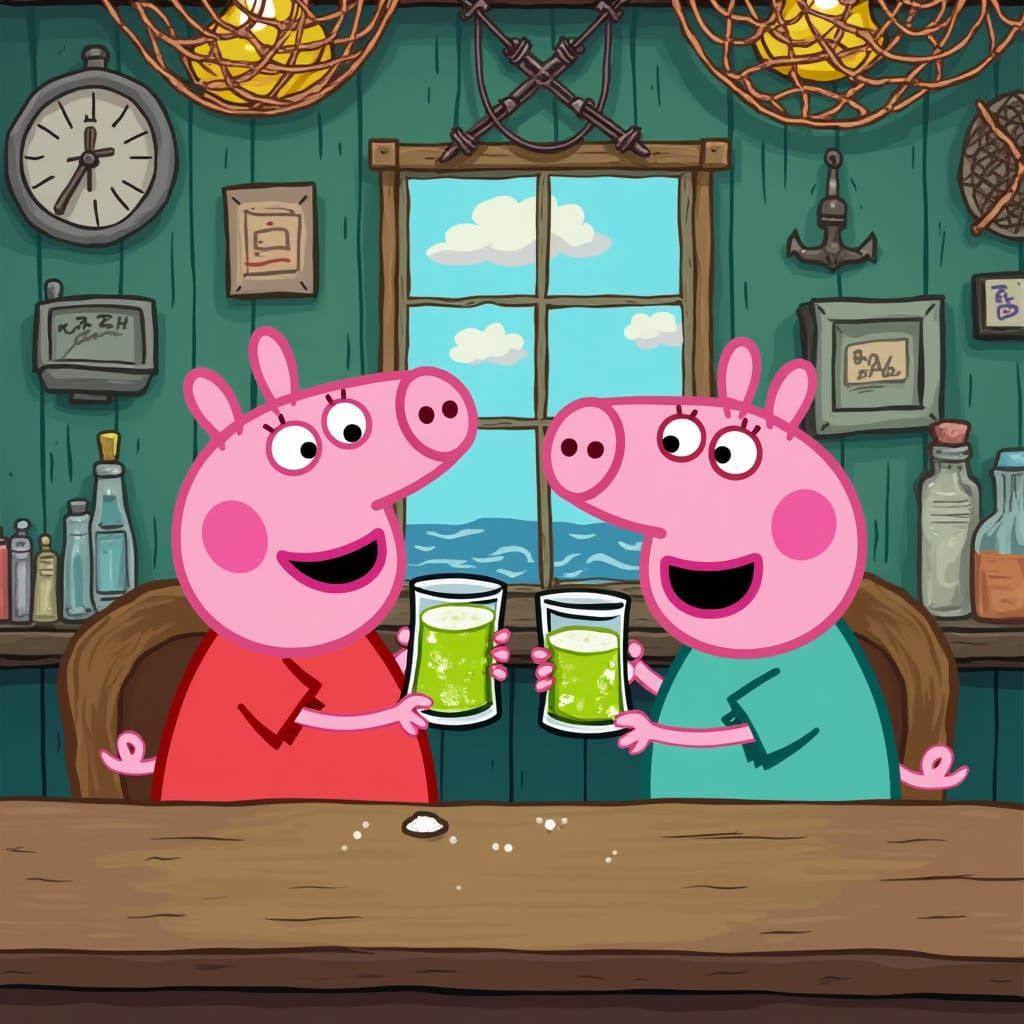 Peppa Pig and Bob Esponja Share a Whimsical Shot at the Krus...