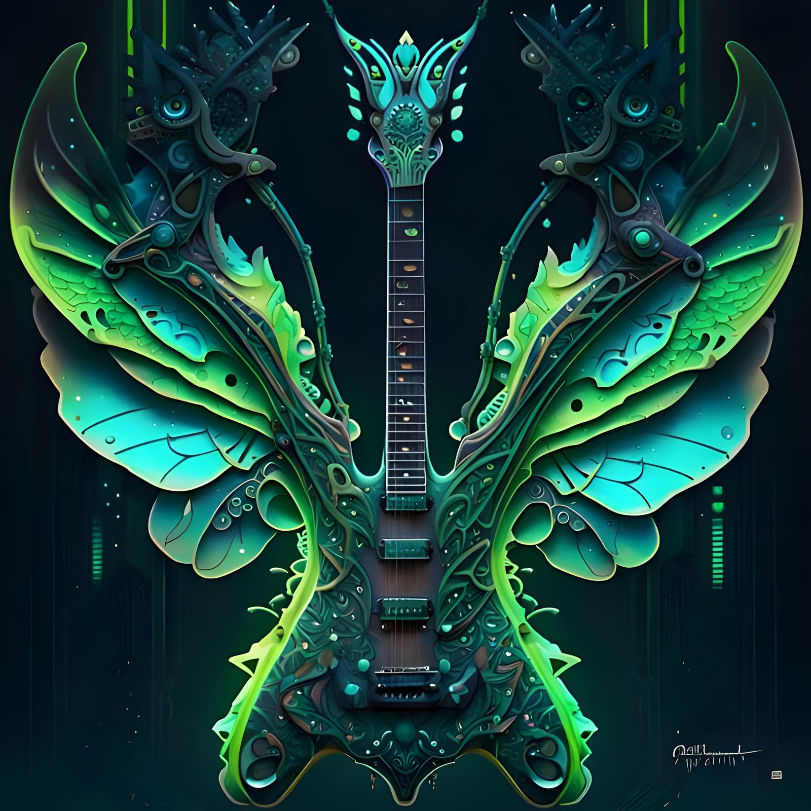 Biopunk Electric Butterfly Wings Guitar