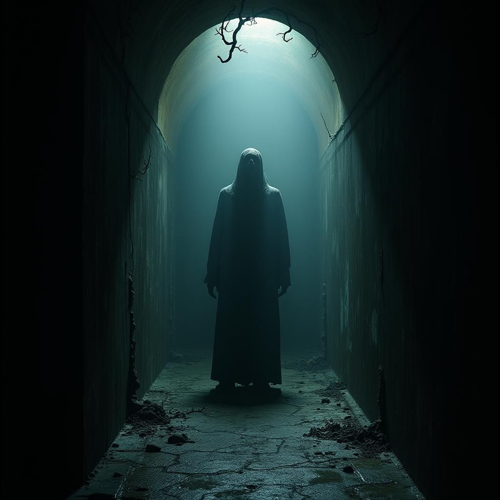 Dark Gothic Cellar with Sinister Shadows