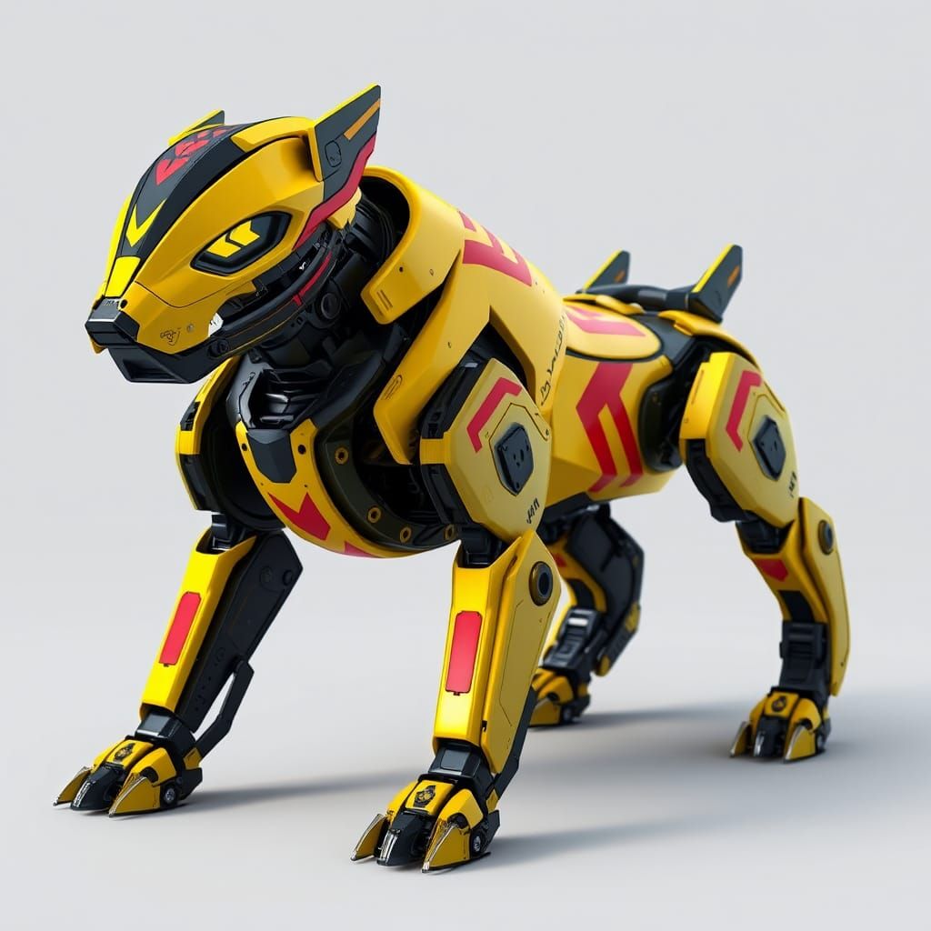 Cyberpunk Robot Dog in Wipeout 2097 Style