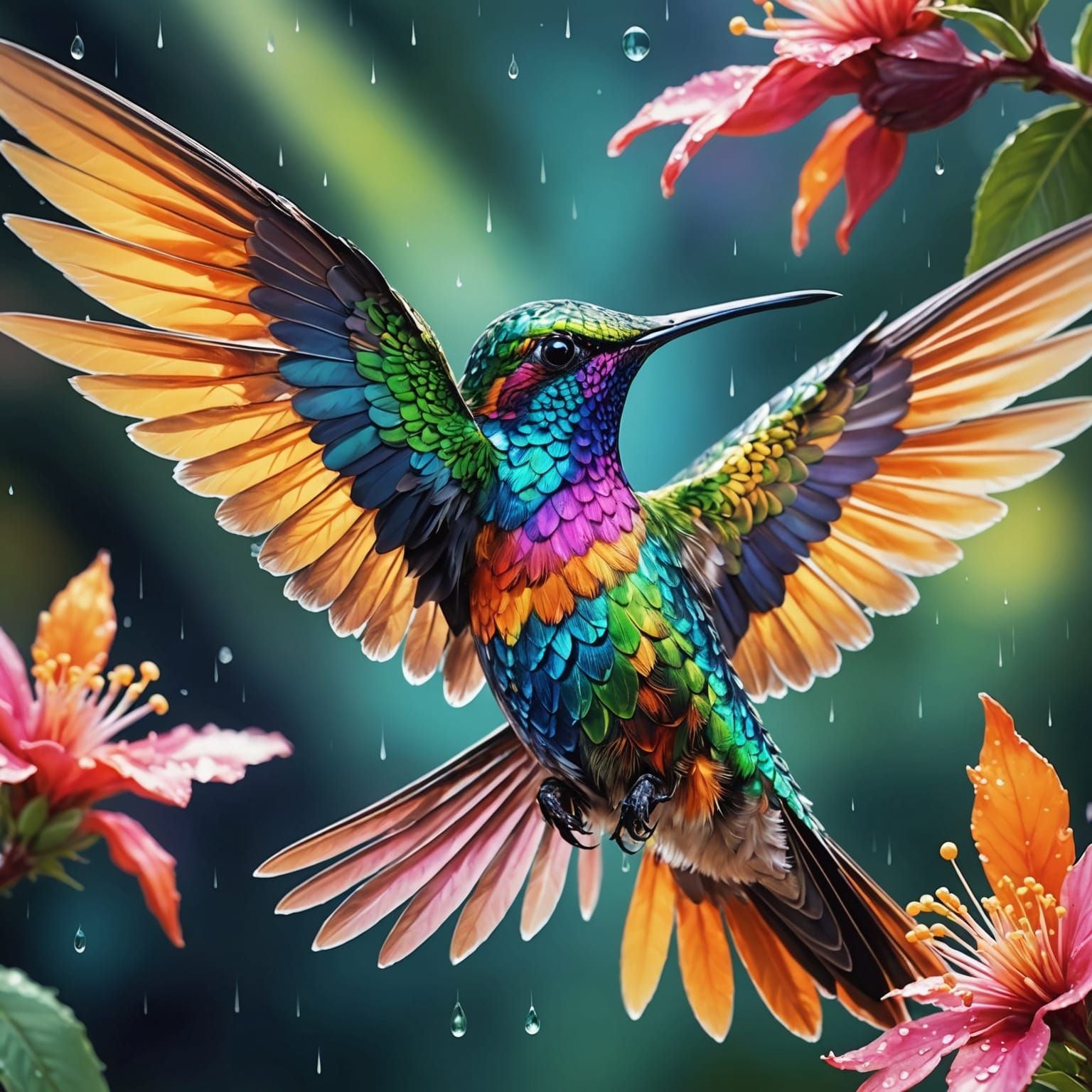 Macro Photograph of Iridescent Hummingbird Wing