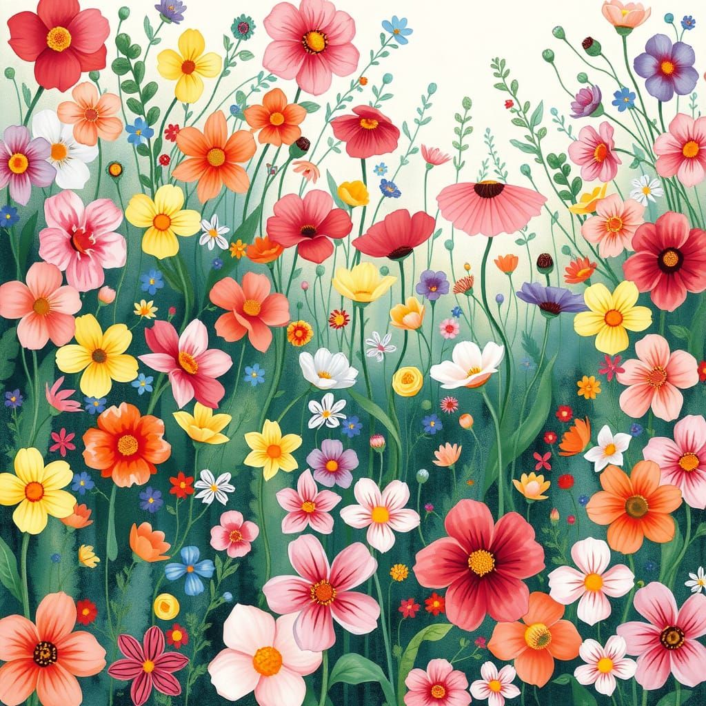 Vibrant Flowers in Impressionist Style