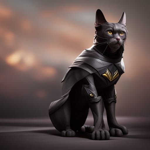 Detailed Batman Cat Fantasy Concept Art