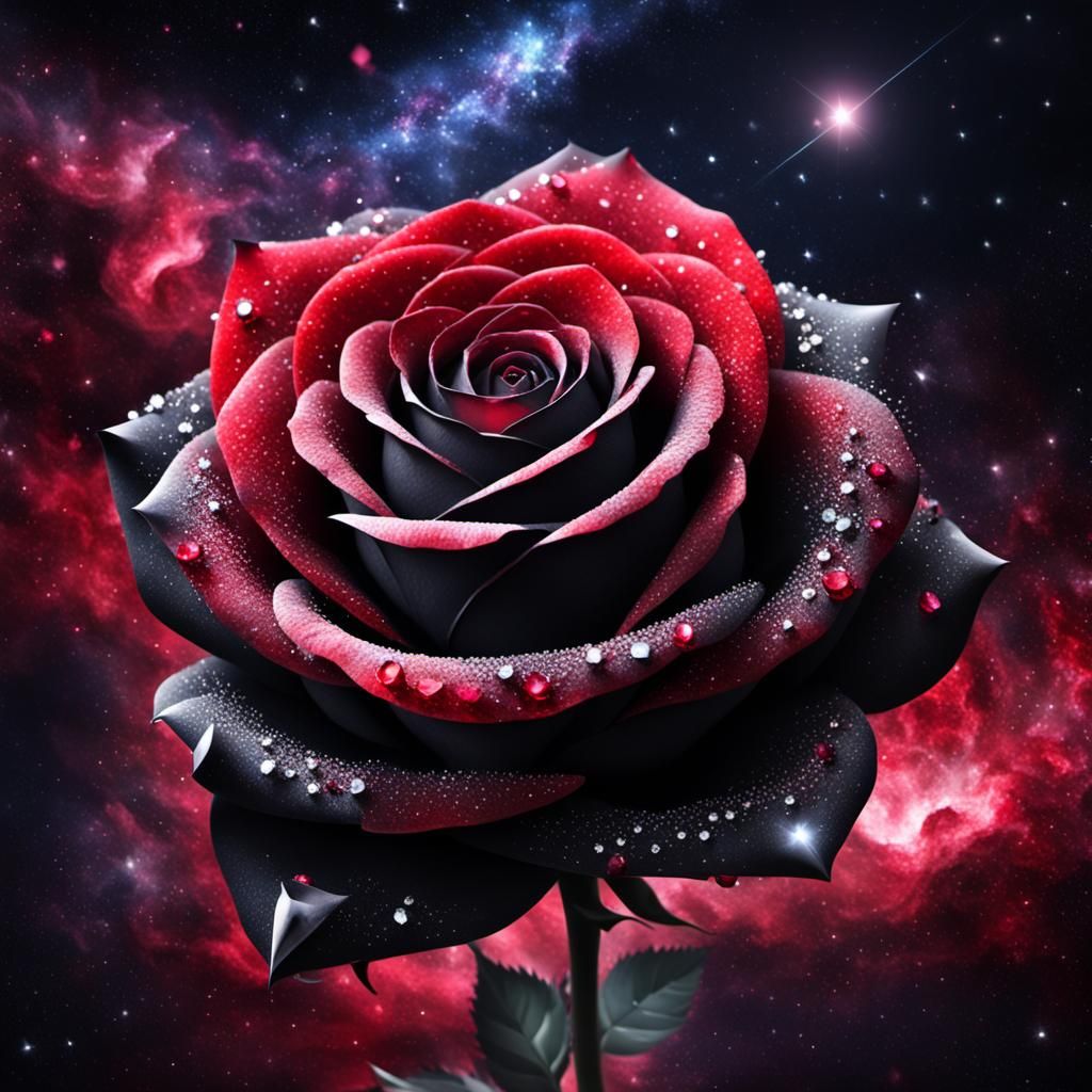 Crystal Rose Galaxy in Black and Red