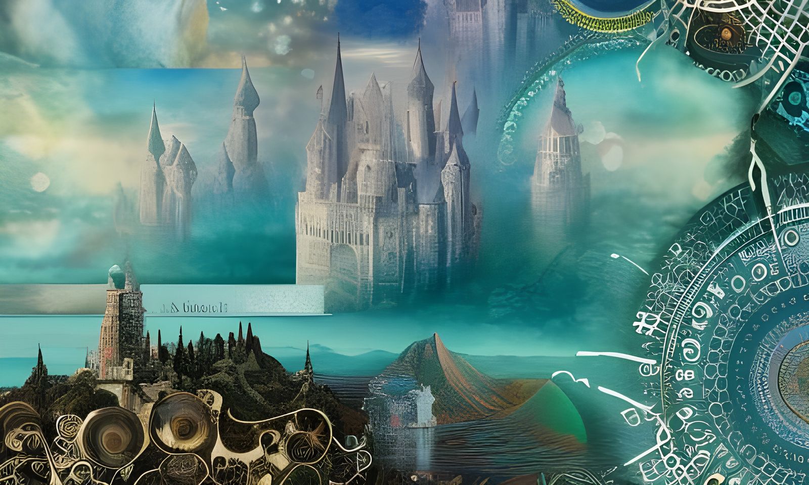 Dream Landscape: Surreal Collage Illustration in High Resolu...