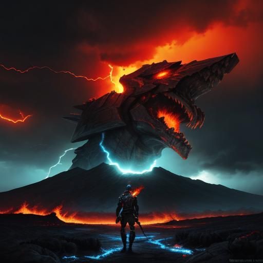 Sparta Soldier Amidst Hell's Lightning Inferno