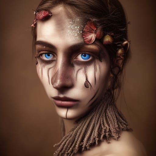 Dryad Portrait with Wildflowers in Renaissance Style