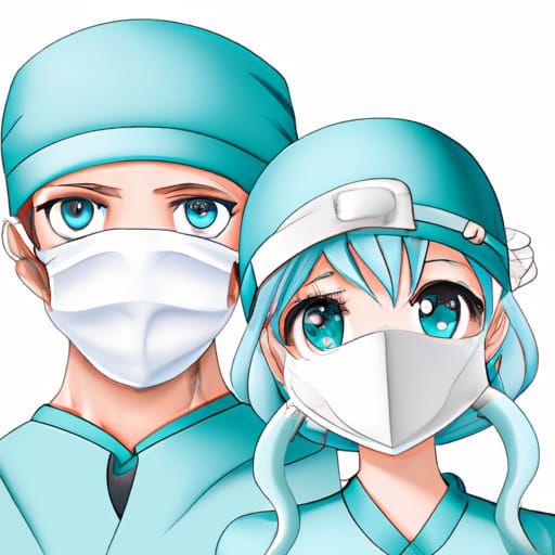 Surgeon and Nurse Illustration in Anime Style