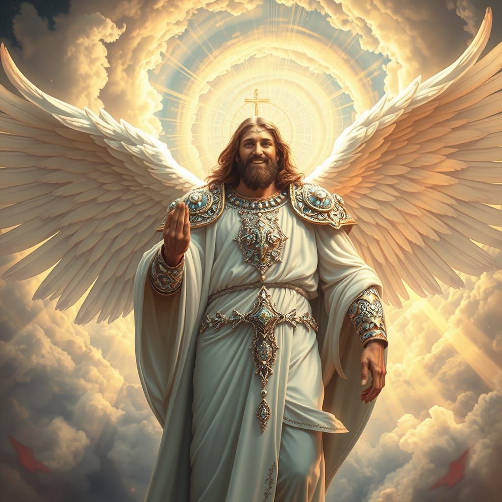 Heavenly Armored Jesus Christ with Wings in Digital Art