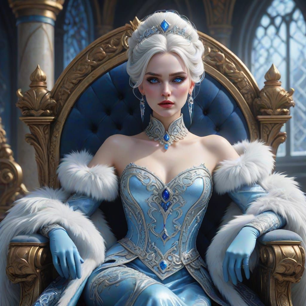 Ethereal Ice Queen in Vibrant Blue Gown