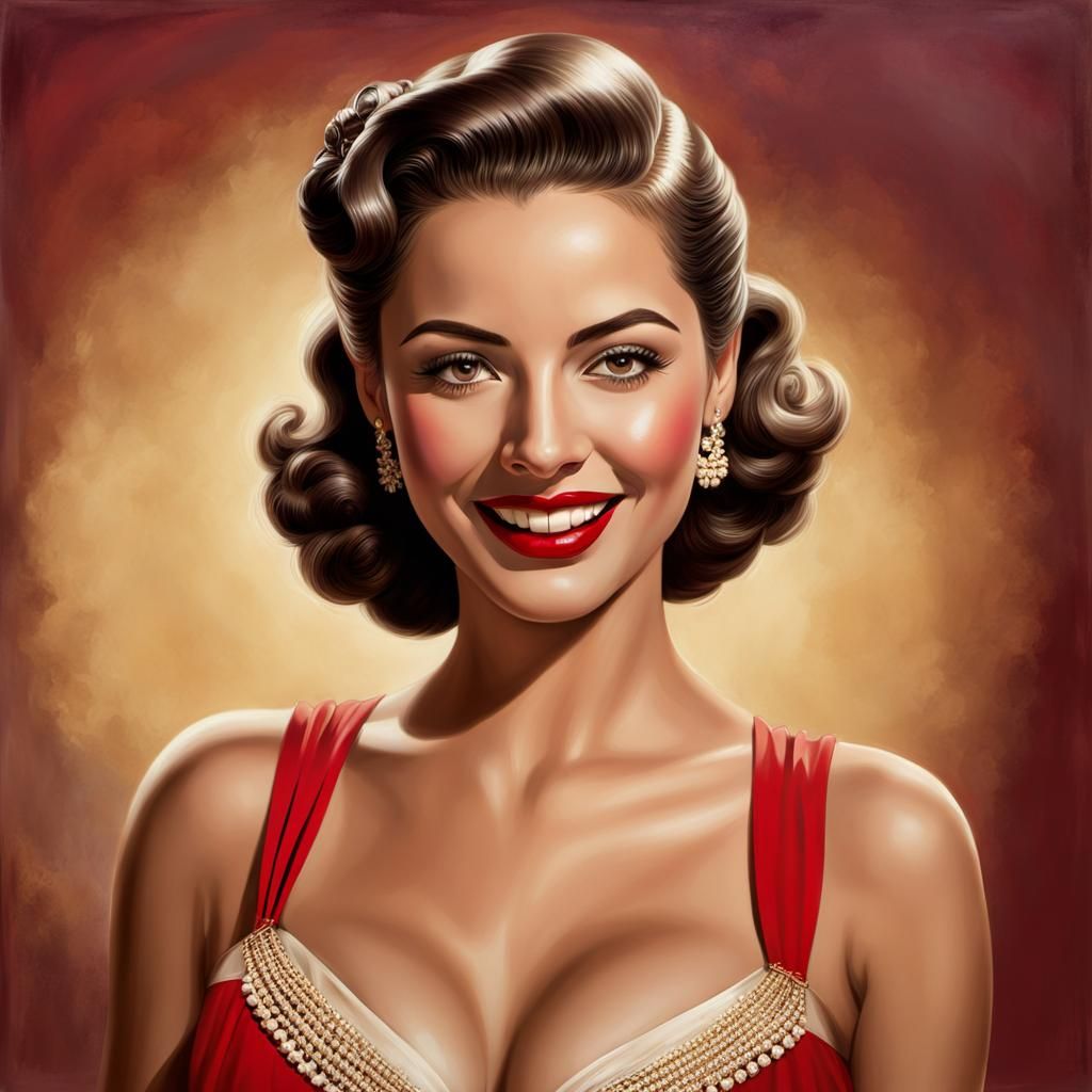 Charming Cuban Woman Portrait in 1940s Style