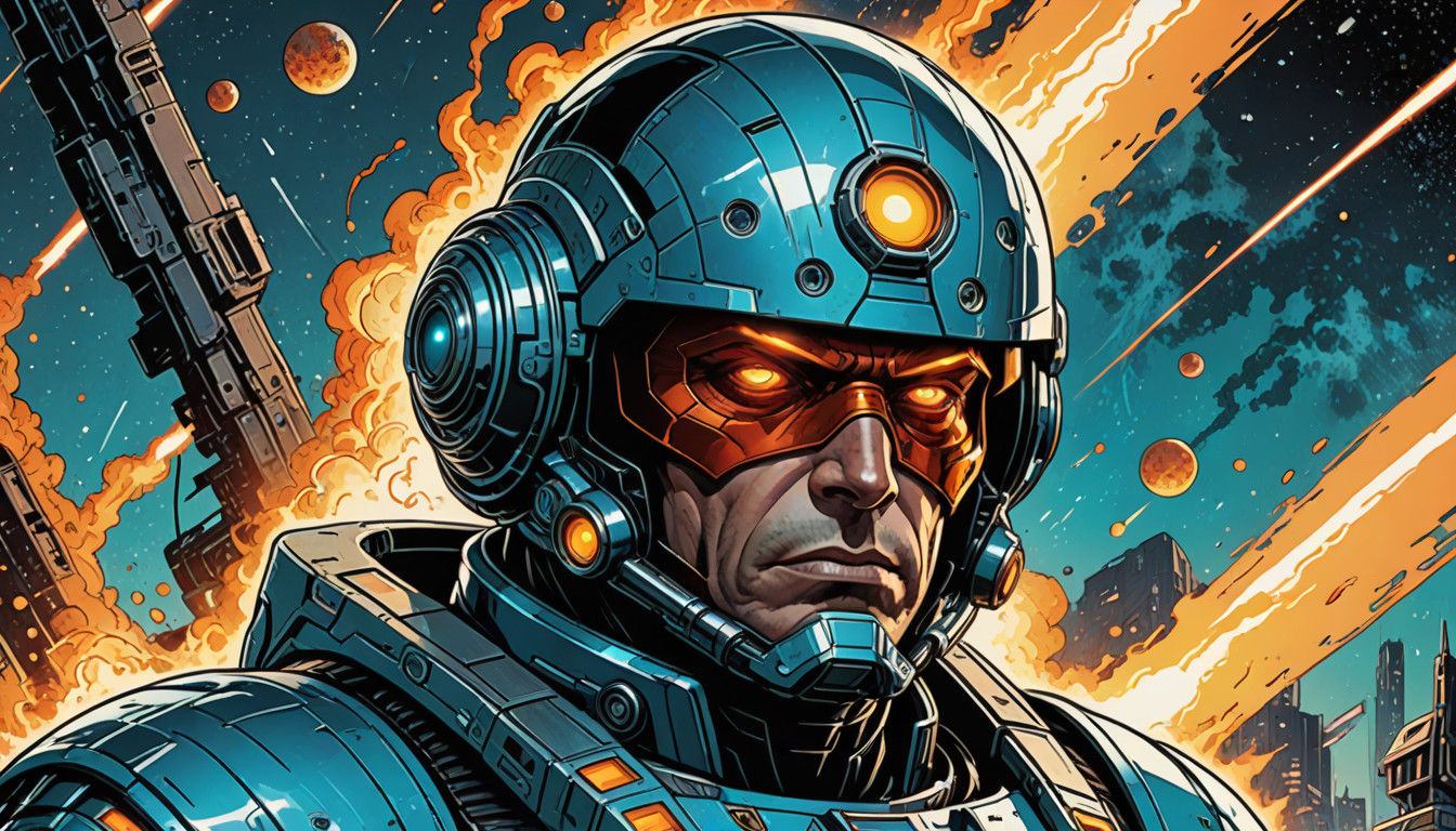 Vibrant Retro-Futuristic Comic Book Cover Art in Pop Style