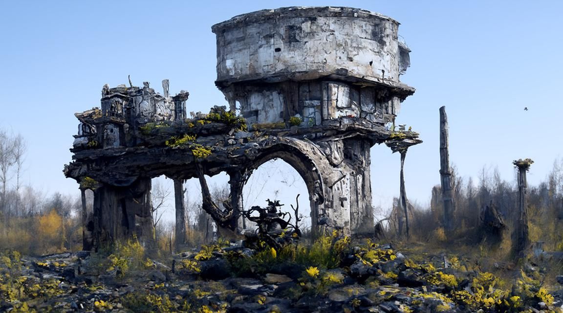 Wasteland Ruins with Brotherhood of Steel, Detailed Matte Pa...