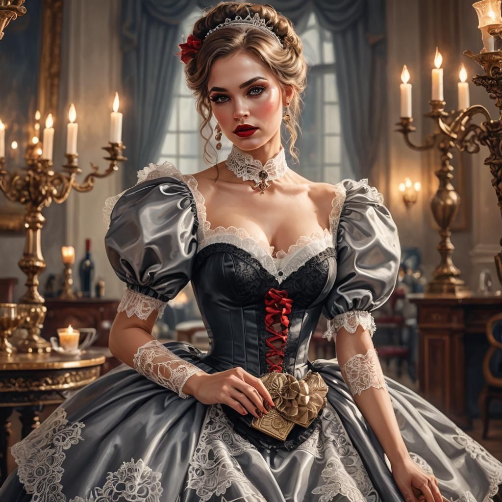 Elegant Woman in Lace: A Luxurious Digital Painting