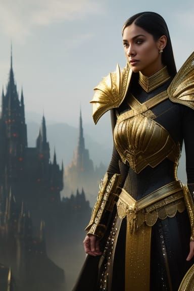 Armored Medieval Woman Portrait in Detailed Matte Painting