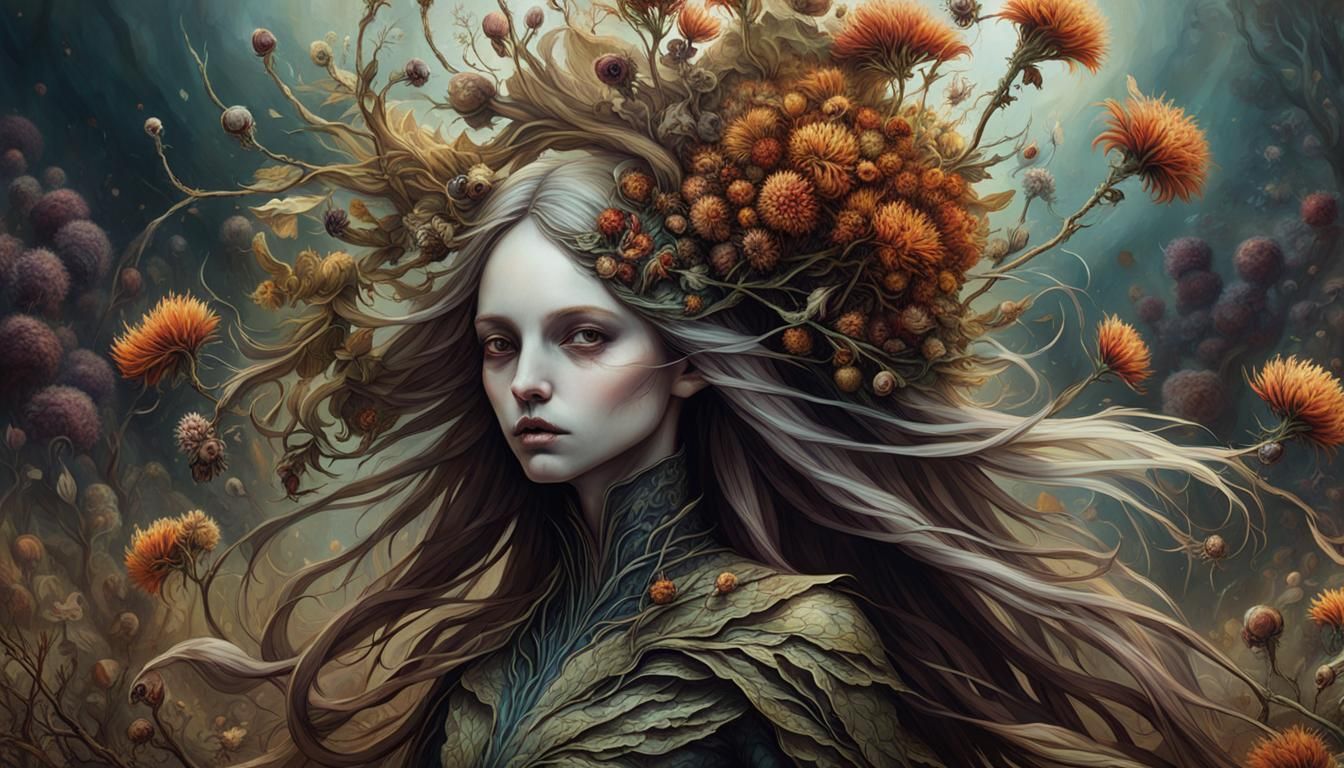 Dancing Androgynes with Plants, Detailed Character Art