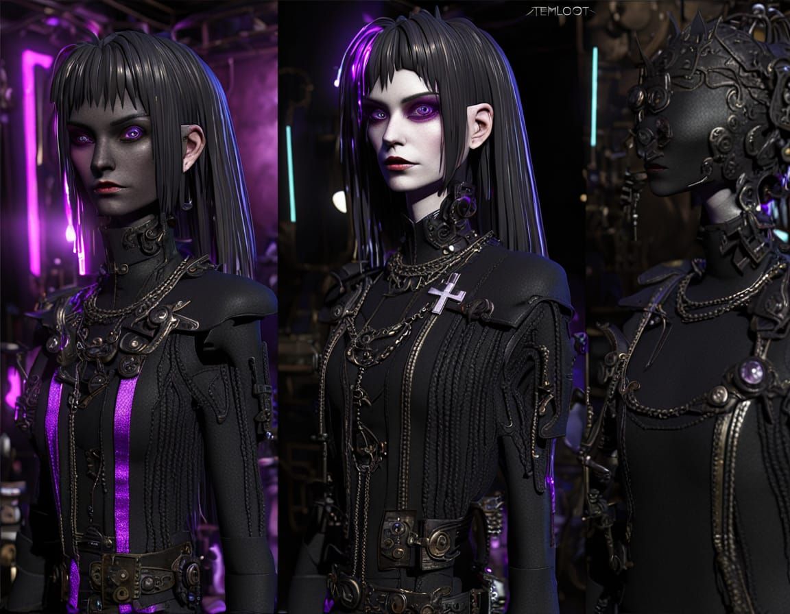 Cyberpunk Ahsoka Tano in Gothic Anime Style