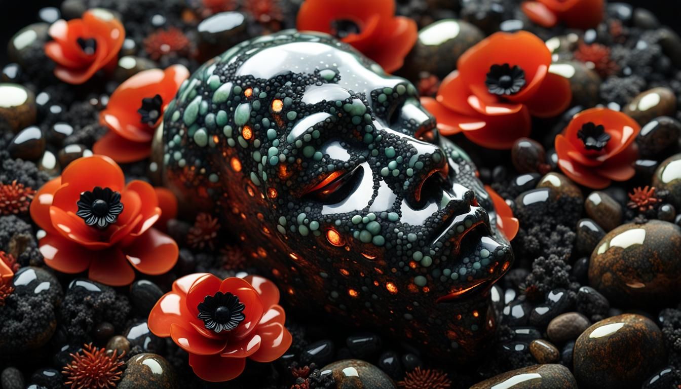 Surreal Obsidian Head in Steamnouveau Masquerade