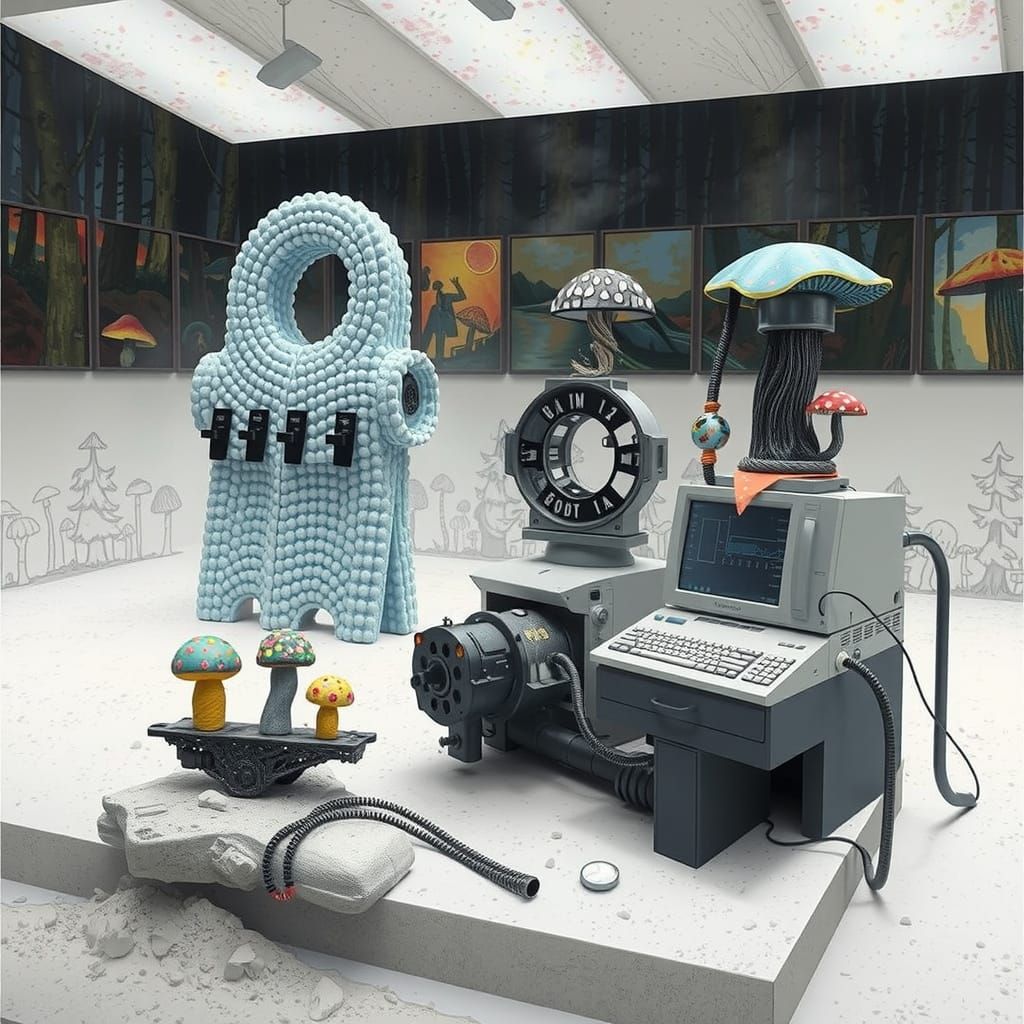 Surreal Forest Scene with Gumdrop House, Hyperreal