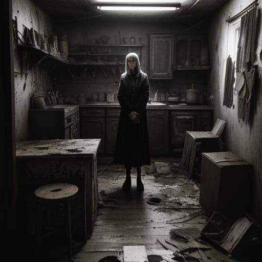 Moody Concept Art of Woman in Messy Home