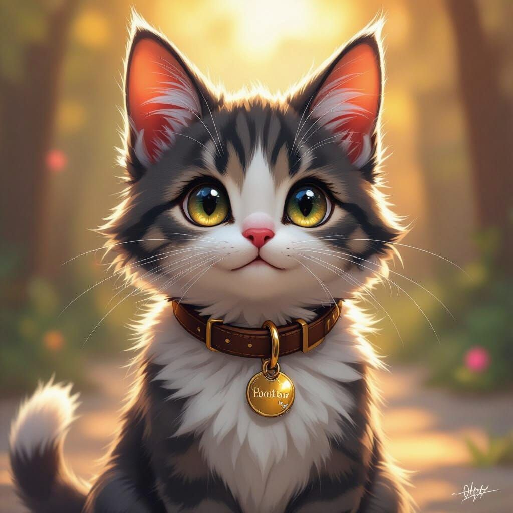 Hybrid Cat-Dog Creature in Whimsical Digital Art Style
