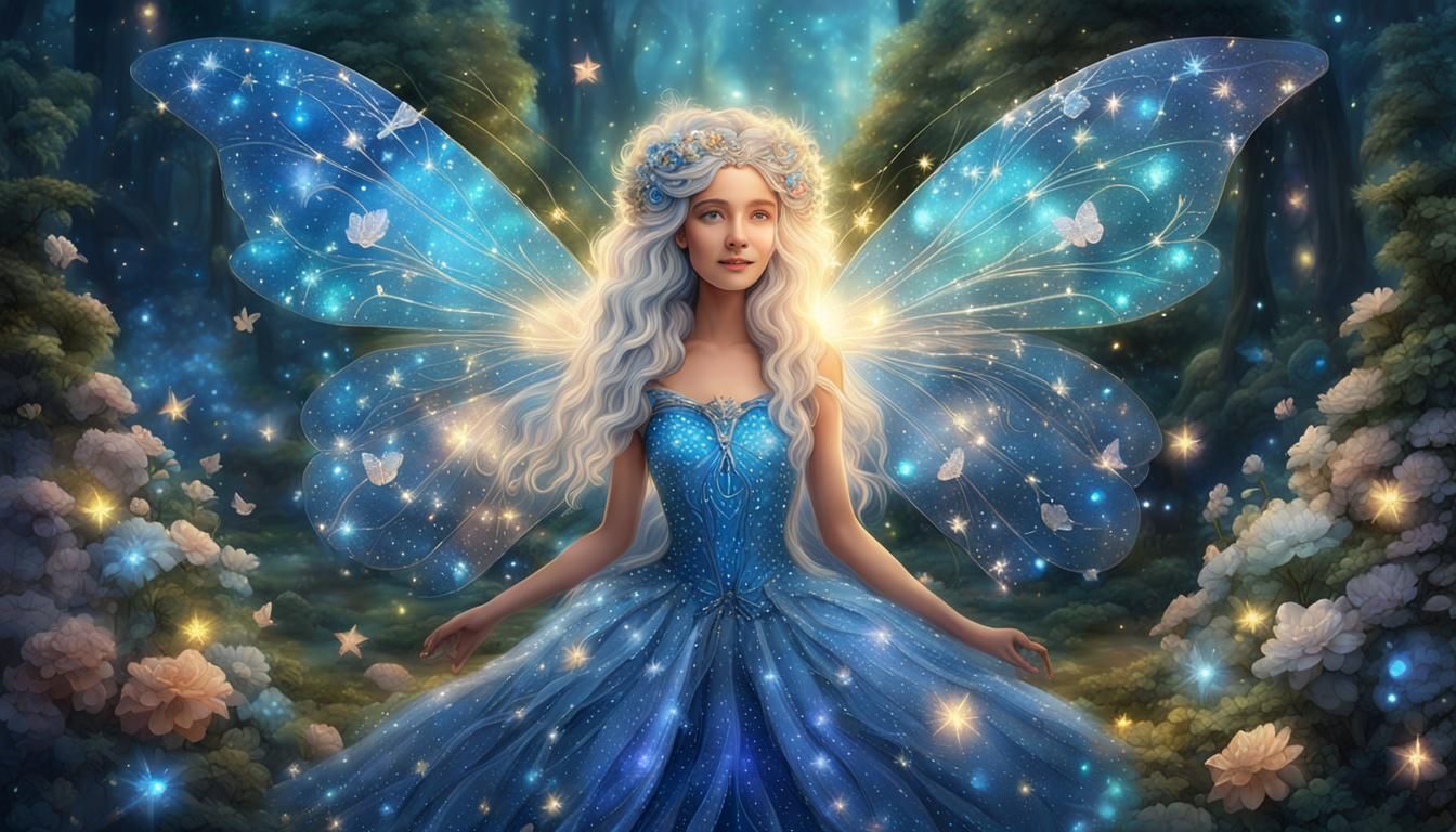 Crystal Winged Fairy in Magical Garden