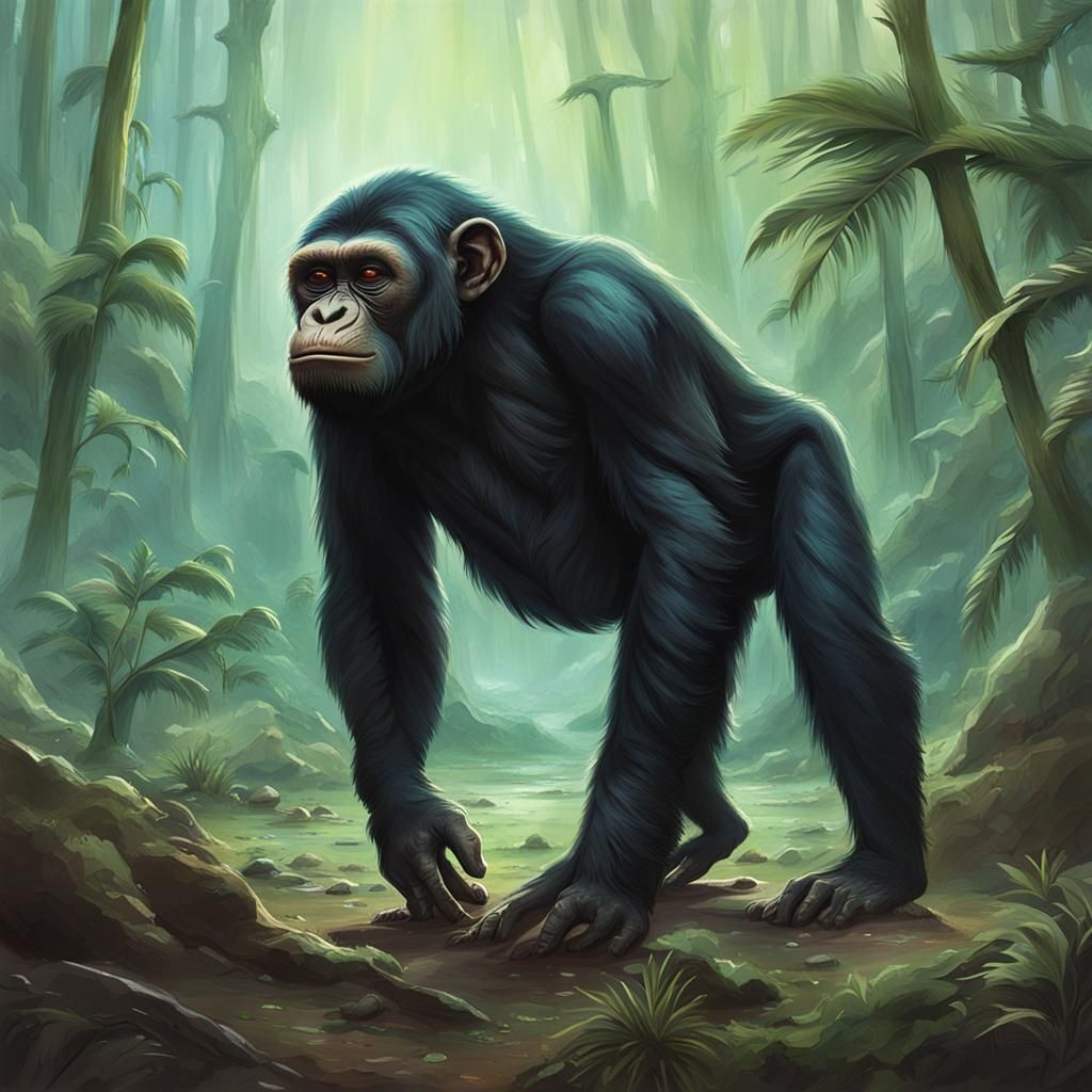 Exoplanet Speculative Art: Ape-like Alien Lifeforms