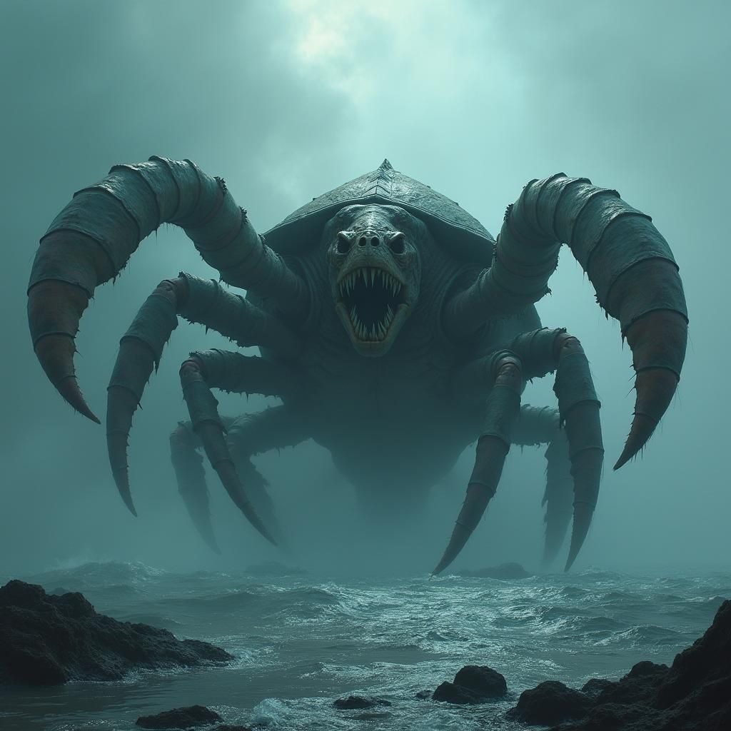 Colossal Sea Monster Rises from Swirling Lake